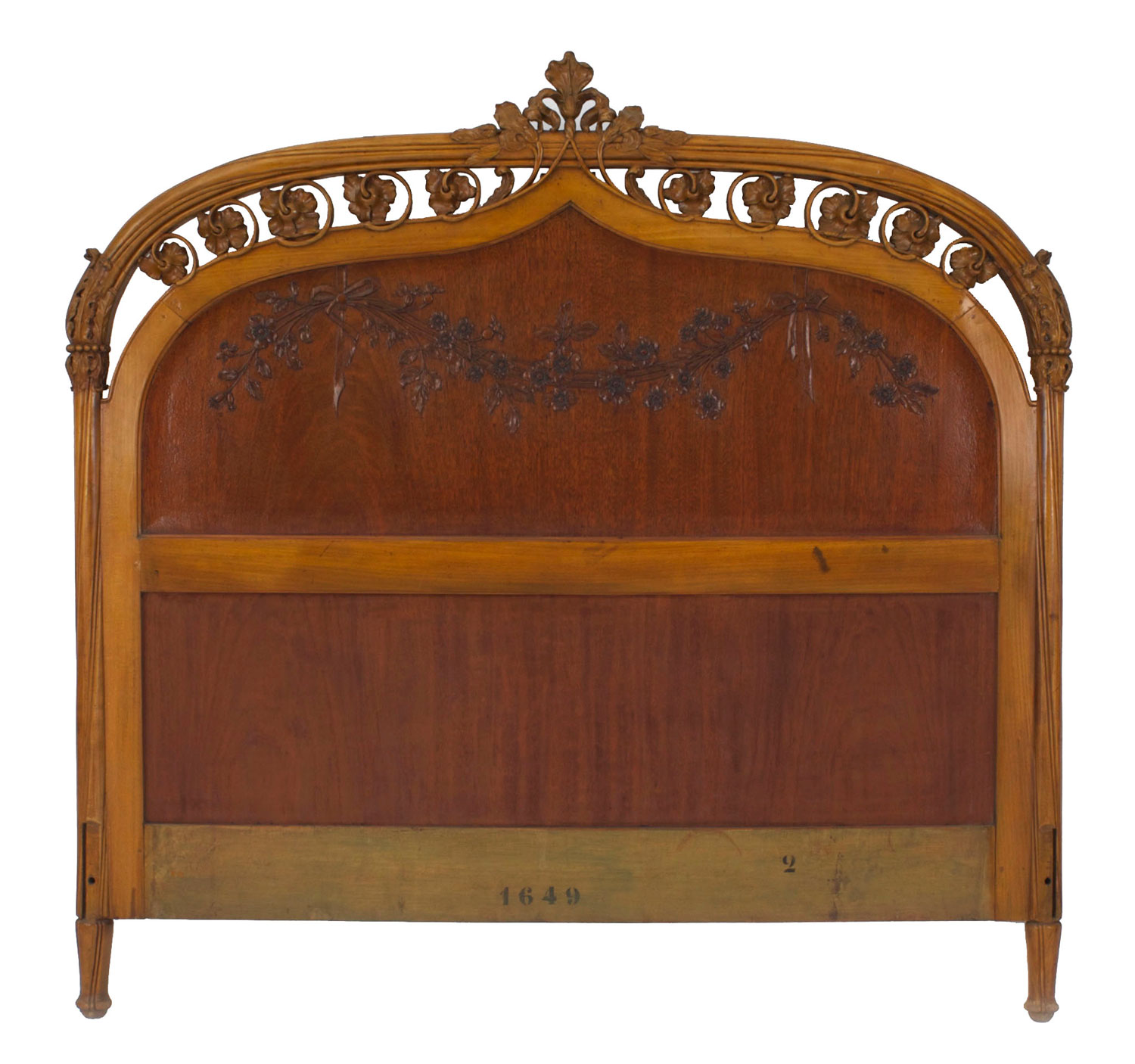 French art nouveau maple full headboard