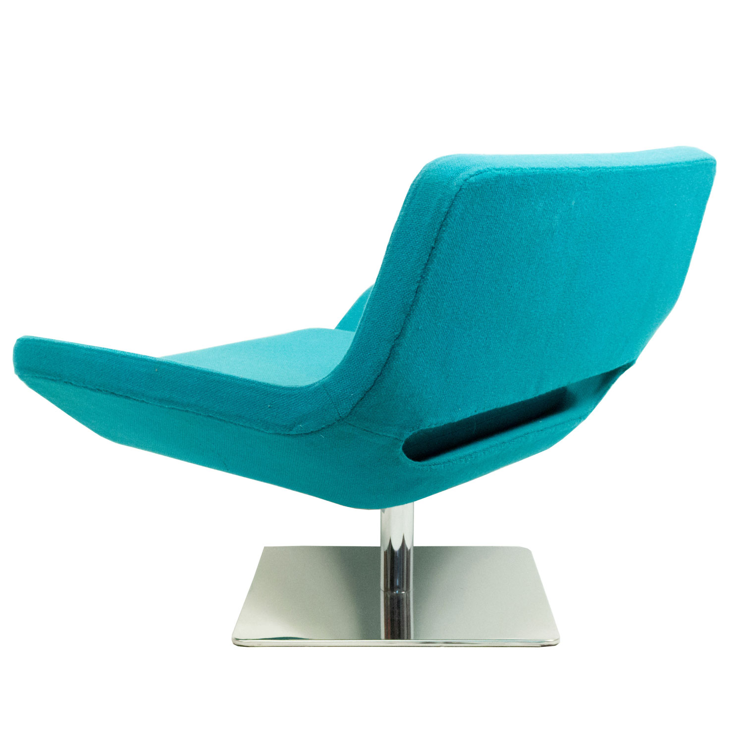 Mid century style modern blue armchair with chrome base