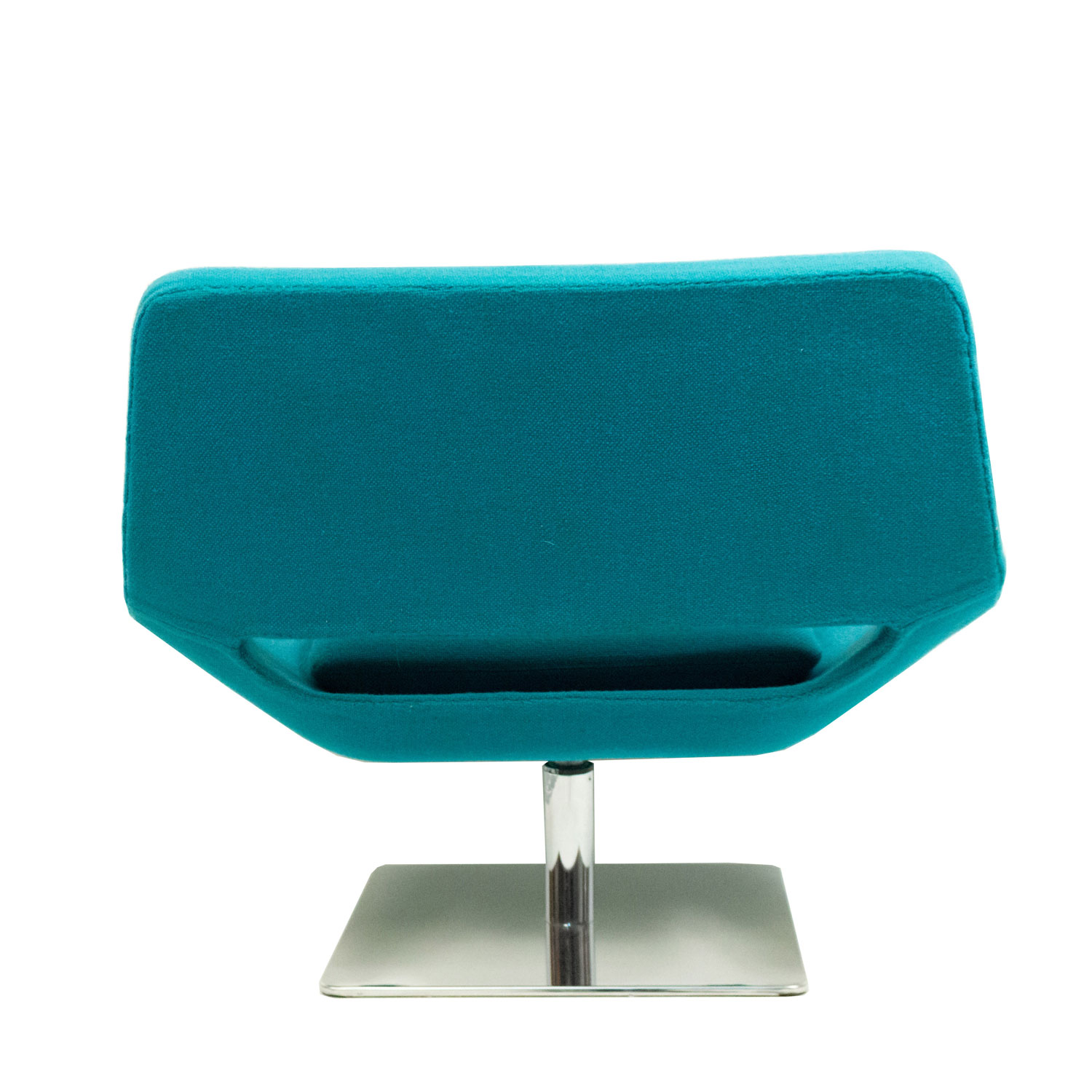 Mid century style modern blue armchair with chrome base