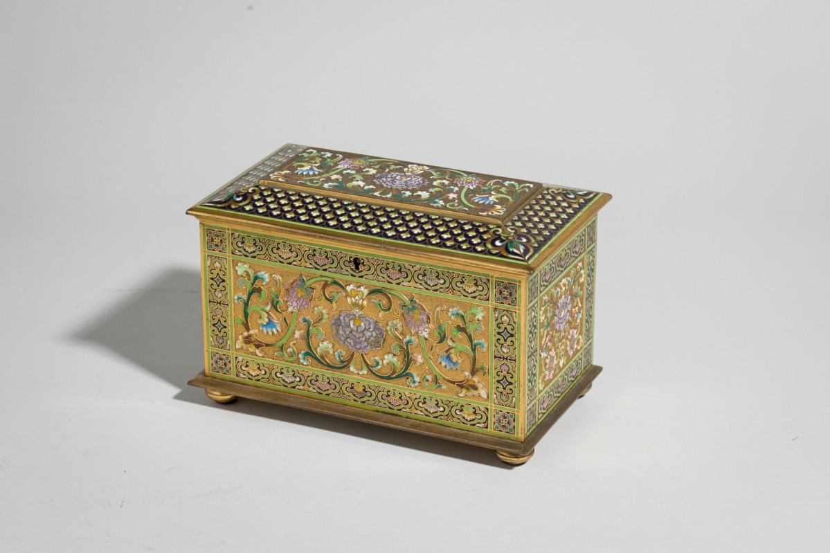 French victorian bronze and enamel box 1