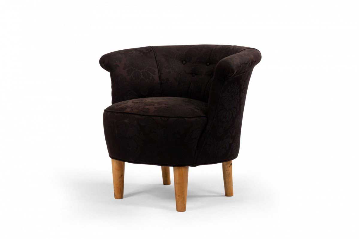 Mid century black upholstered tub chair