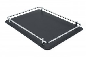Black leather and chrome tray 1