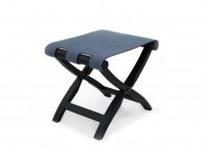 Contemporary blue pony hair stool 1