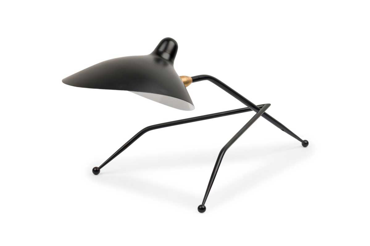 Contemporary modern black metal tripod table desk lamp