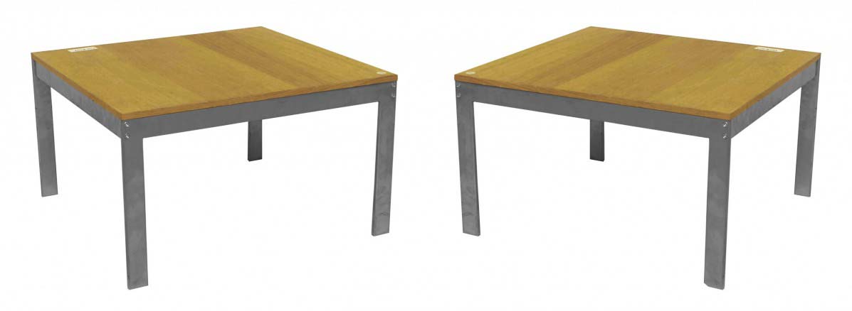 American post war chrome and wood coffee tables