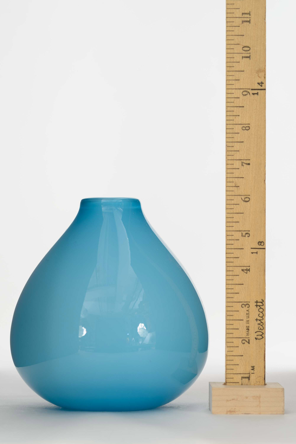 Mid century blue glass bud vase