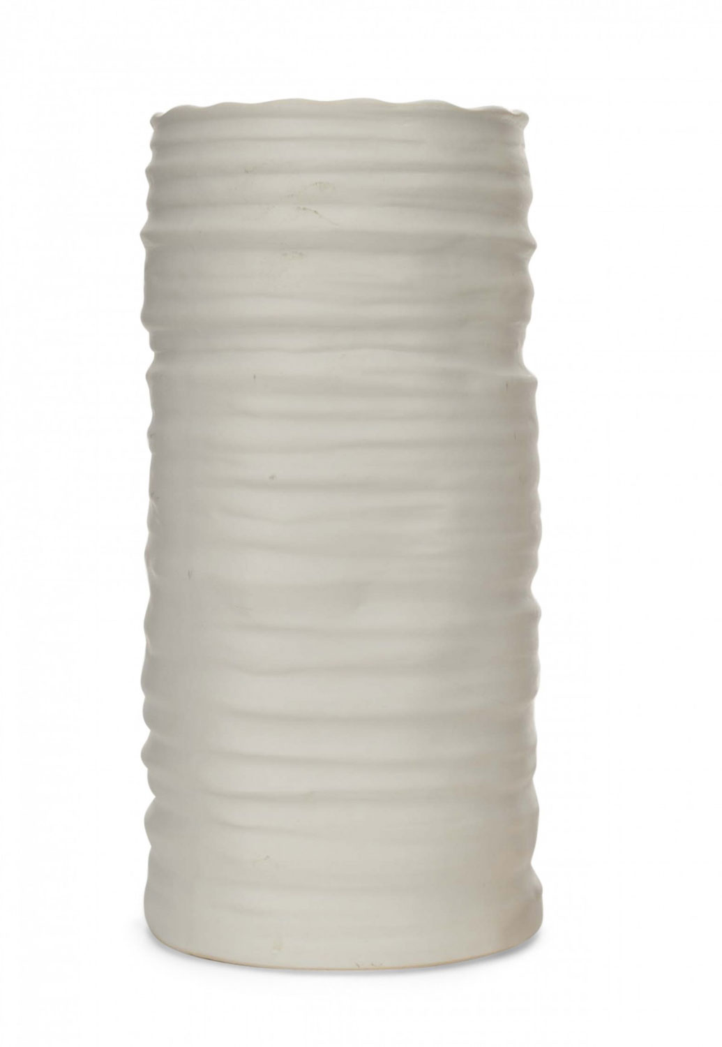 Ribbed white ceramic vase