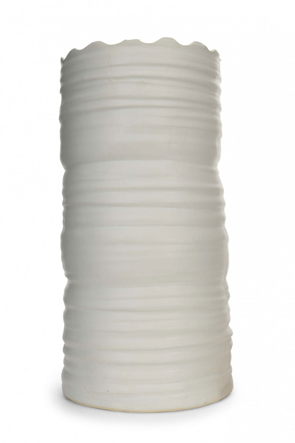 Ribbed white ceramic vase 2