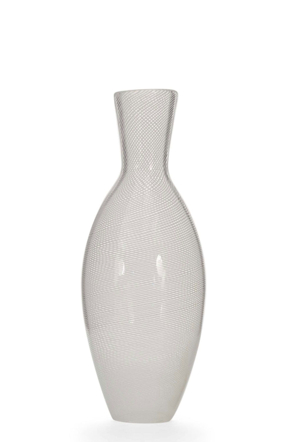 Italian Murano Style Mid Century White Glass Vase 1