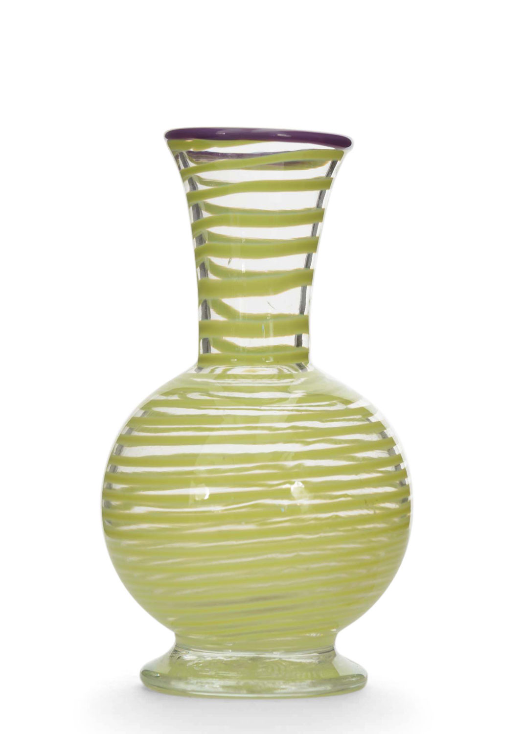 Vintage italian murano yellow striped glass vase