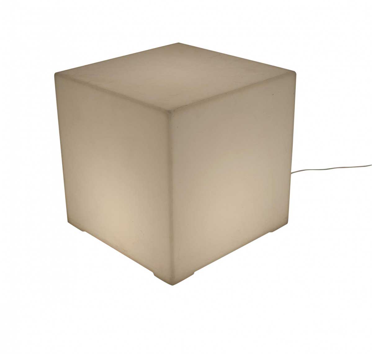 American modern plastic lighted cube end tables