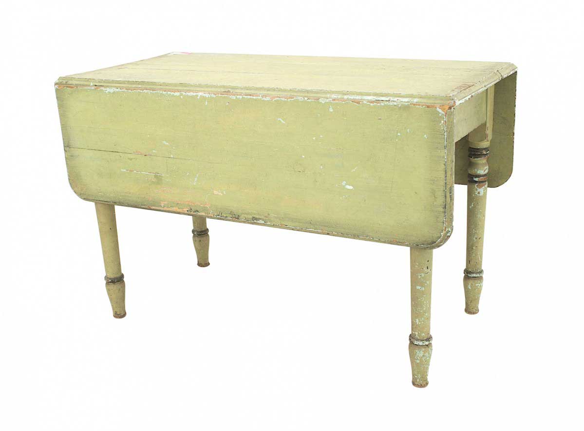 American country rustic green painted drop leaf table