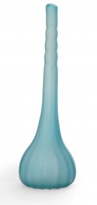 Mid century frosted blue glass bud vase