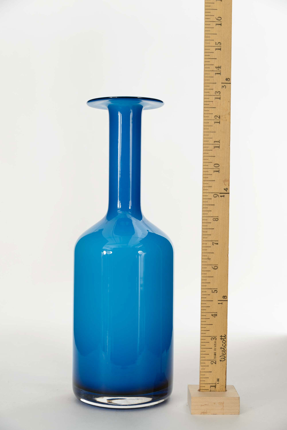 Danish mid century modern holmegaard blue bottle