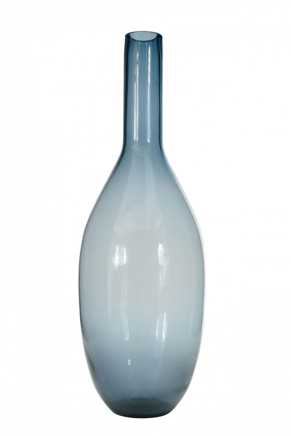 Dark blue tinted glass bud vase 1