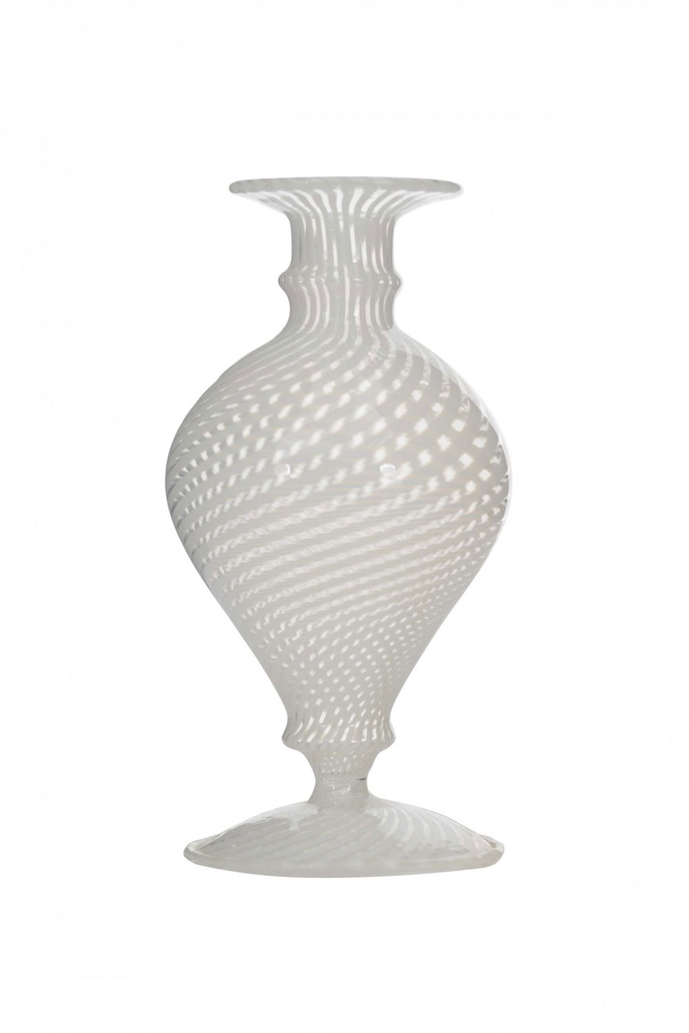 Vintage italian murano white striped glass vase
