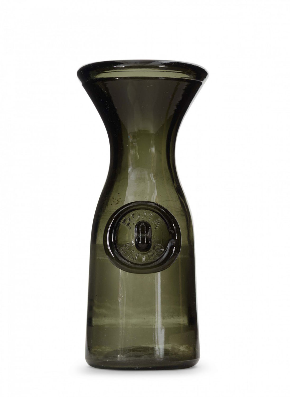 Carafe shaped gray tinted glass vase 1