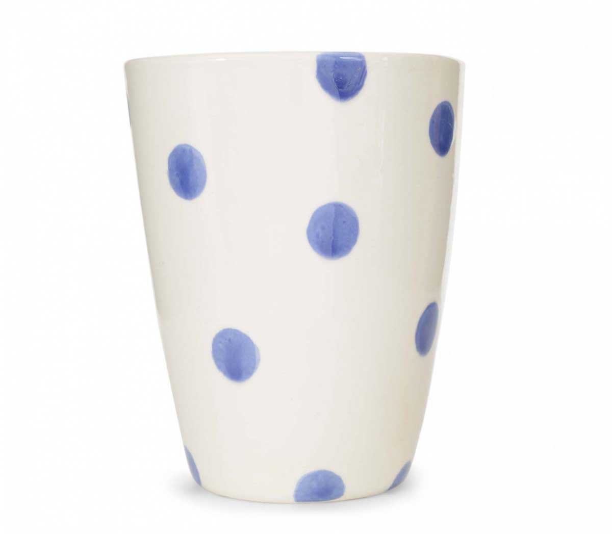 Beige and blue spotted ceramic vase