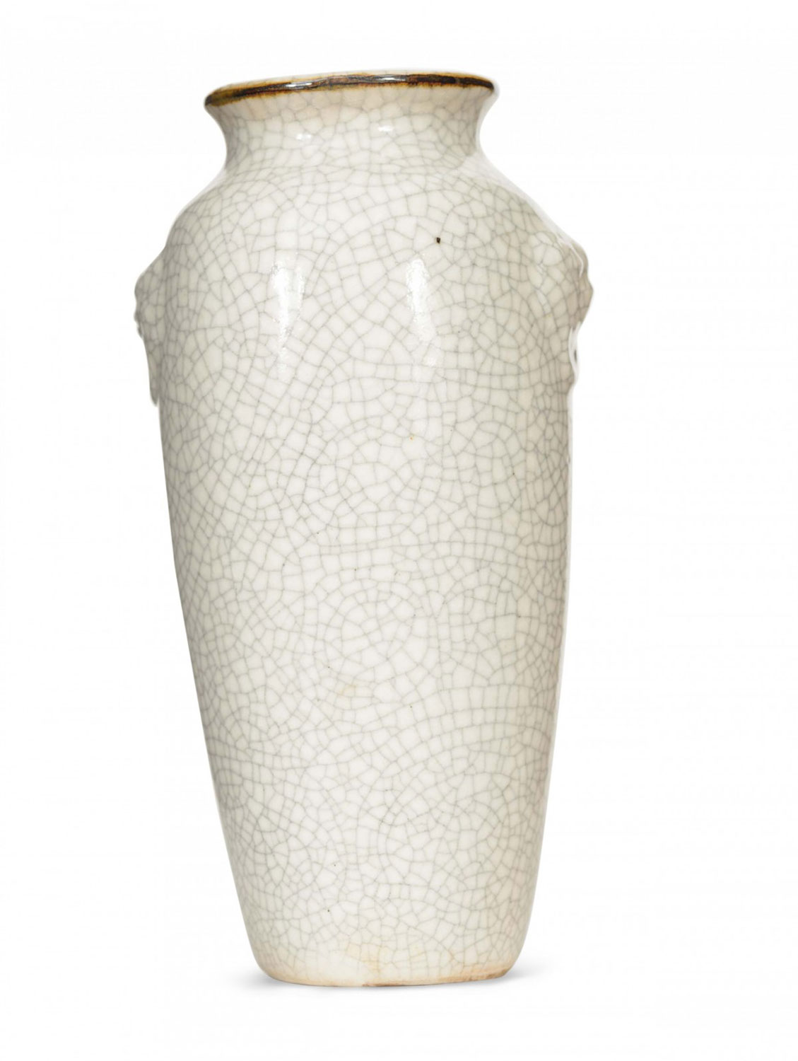 White crackle glazed ceramic urn vase 1