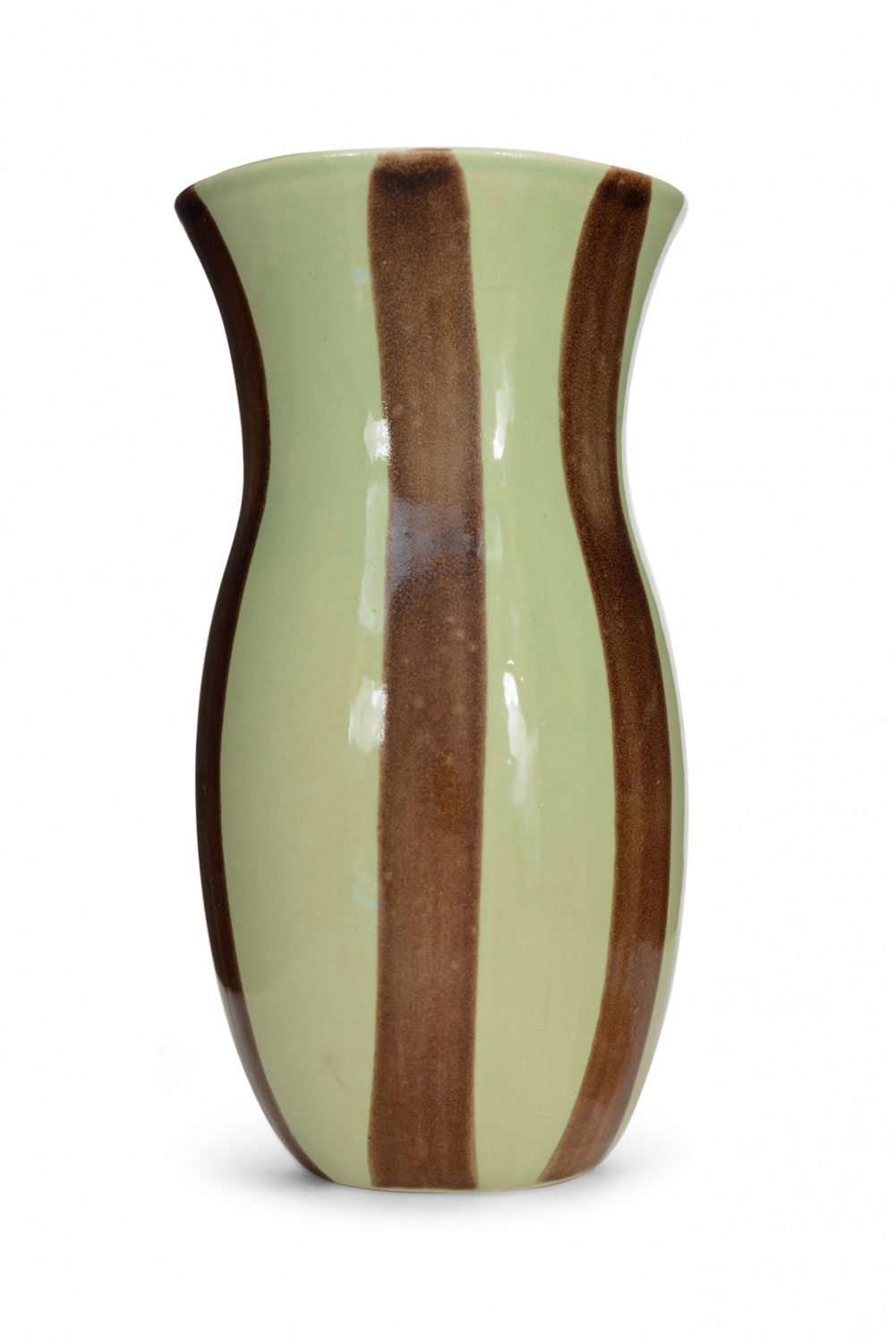 Green and brown striped ceramic vase 1
