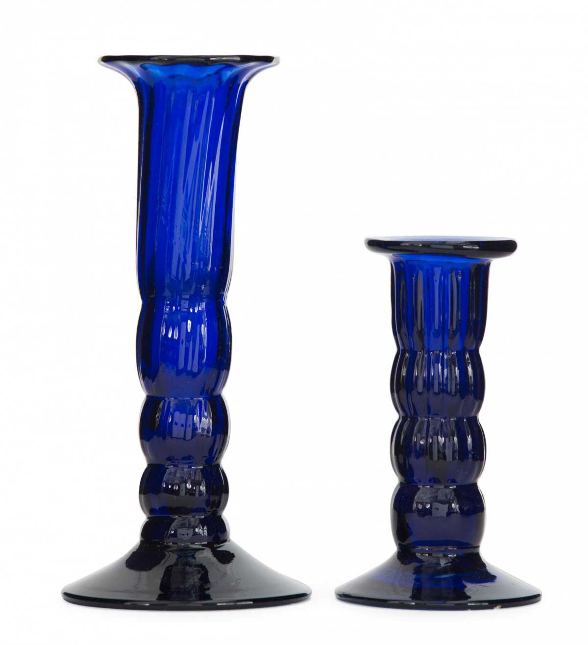 Vintage blue glass candlesticks 4