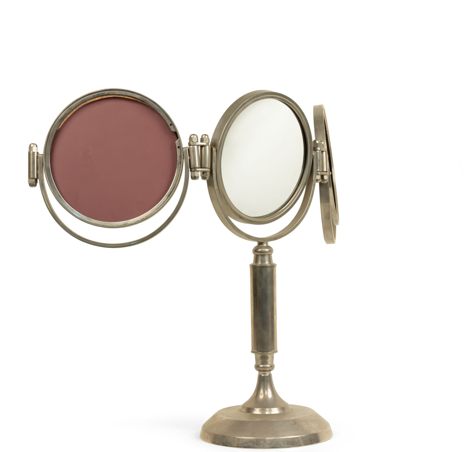 Table Mirror American MidCentury Silver Triple Dressing Table Mirror