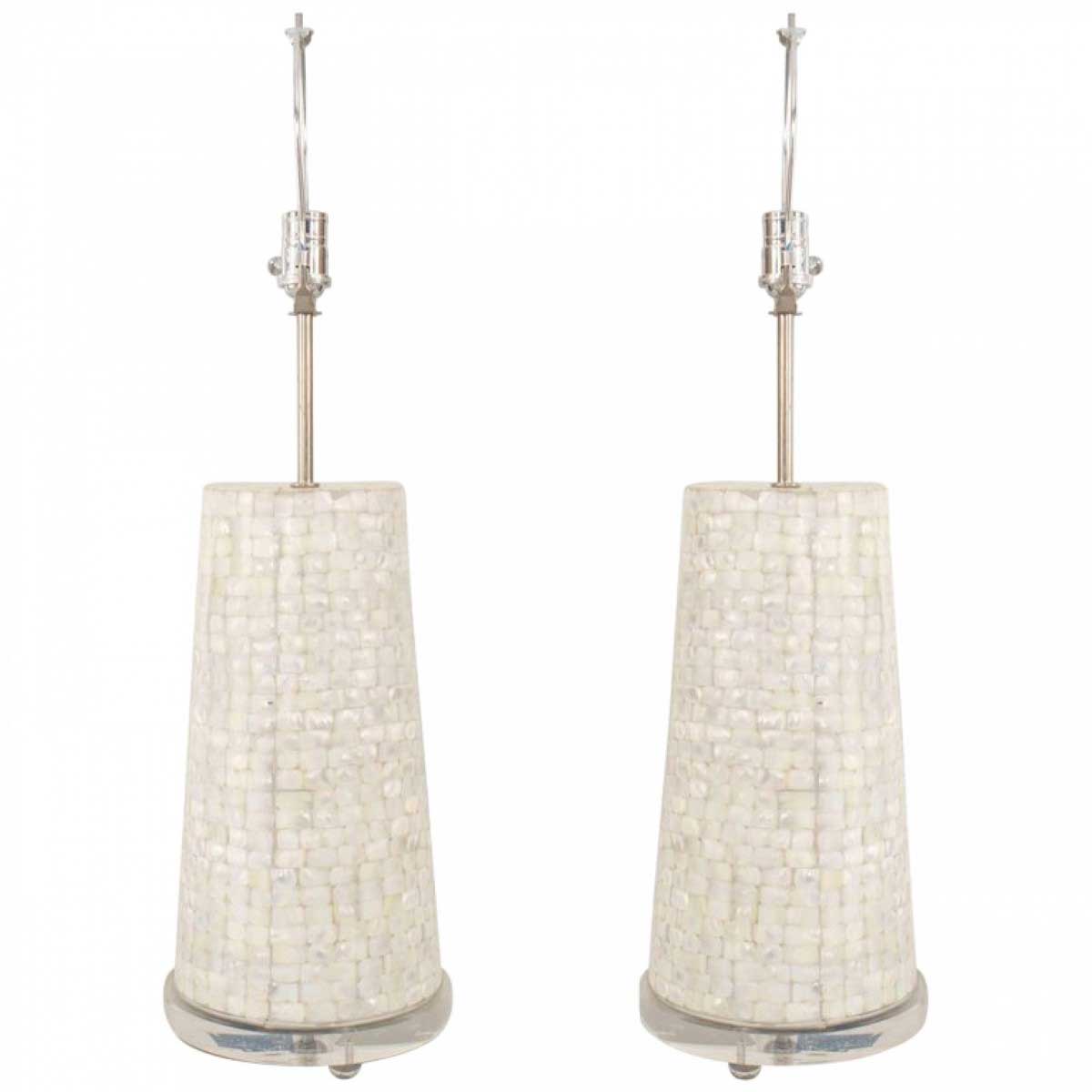 American mid century shell and lucite table lamps