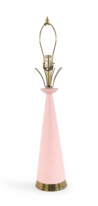 American mid century pink porcelain table lamp 6