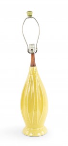 American mid century yellow porcelain table lamp