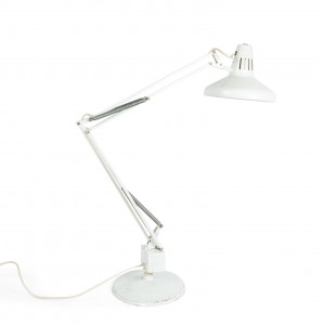 American mid century white metal desk lamp