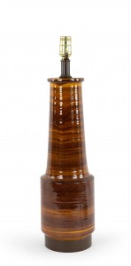 American mid century brown ceramic table lamp