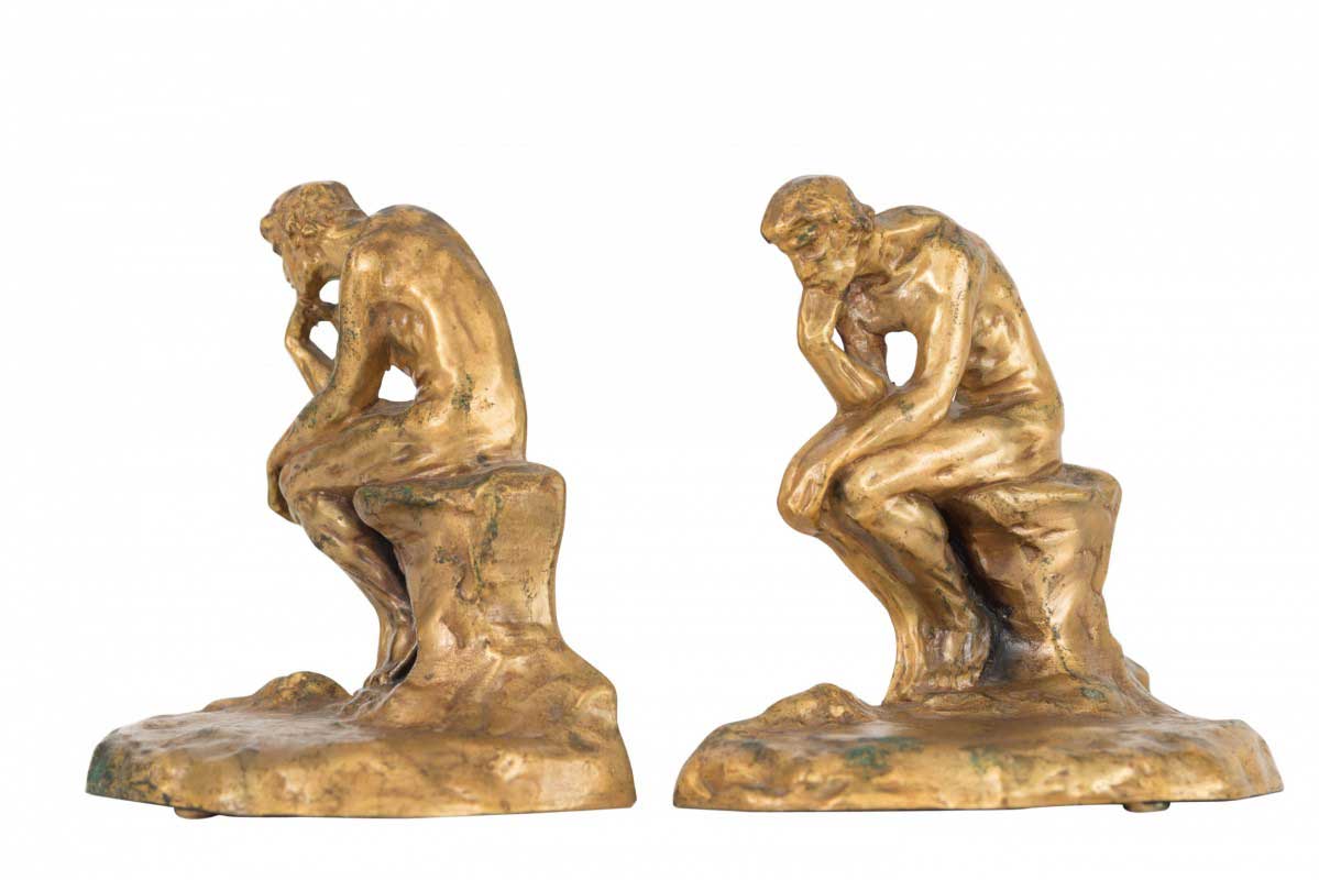 Pair of vintage brass the thinker bookends