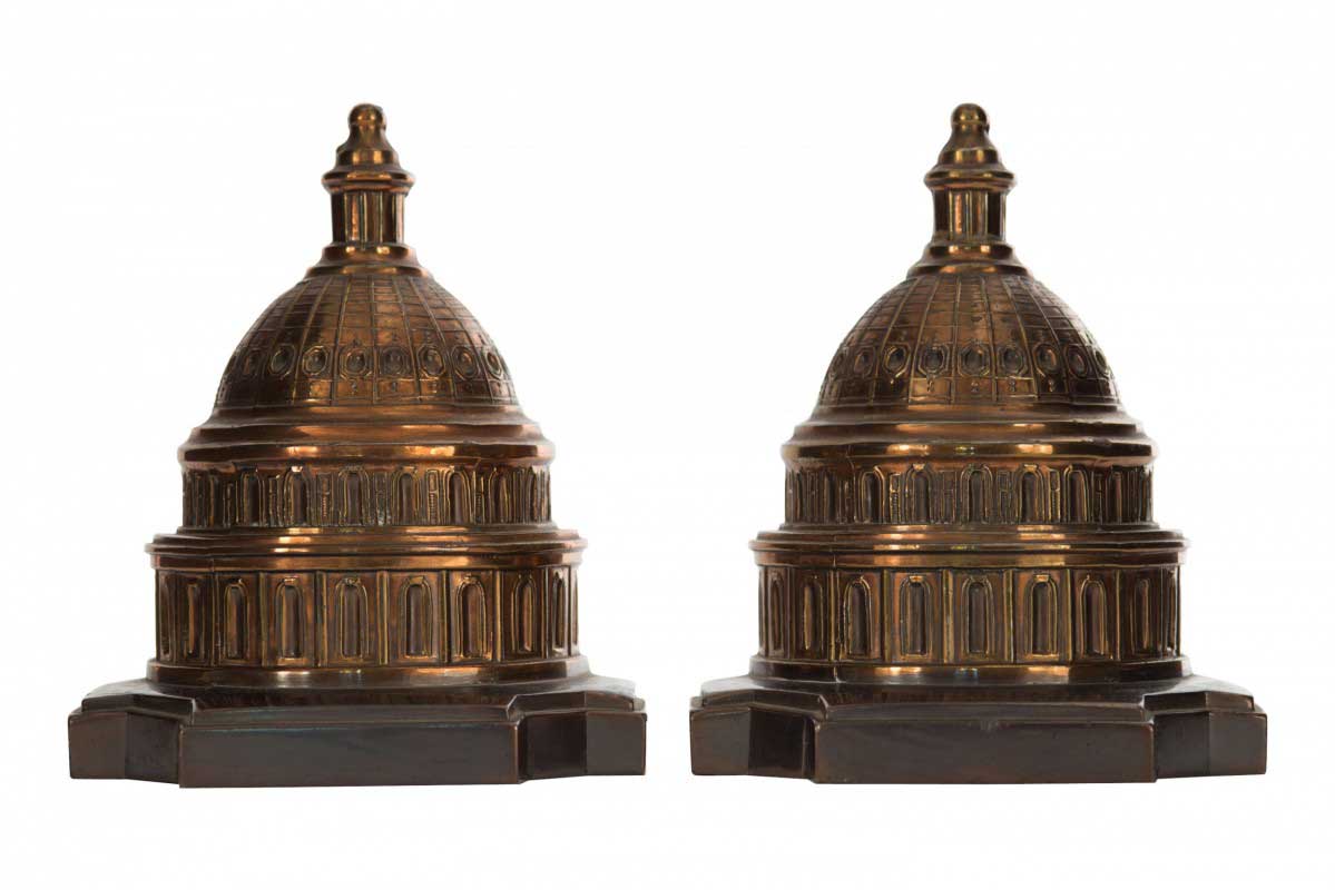 Pair of vintage copper plate us capitol bookends