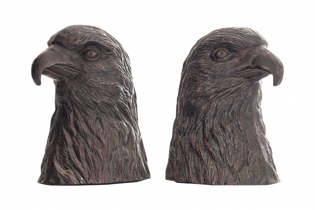 Pair of vintage cast iron eagle head bookends 1