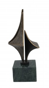 Contemporary abstract metal and marble sculpture