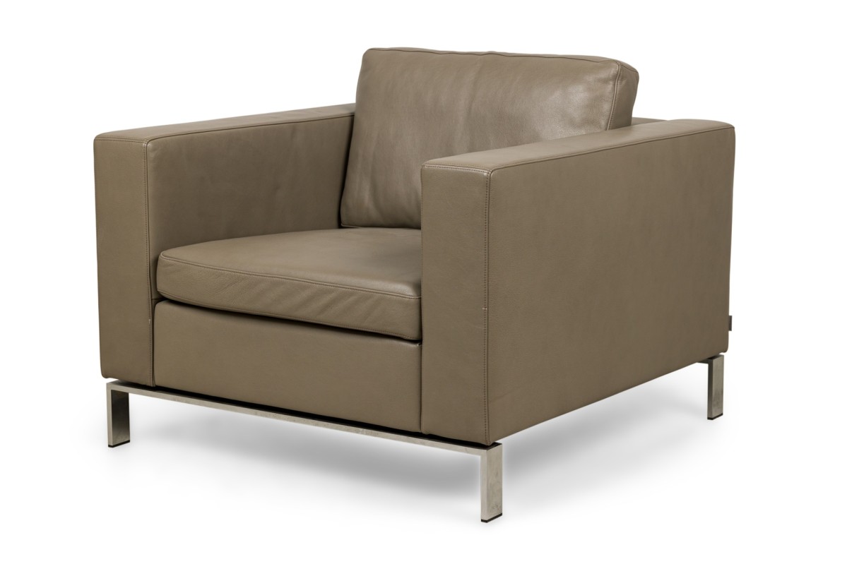 Walter Knoll Contemporary Gray Leather Arm Chair