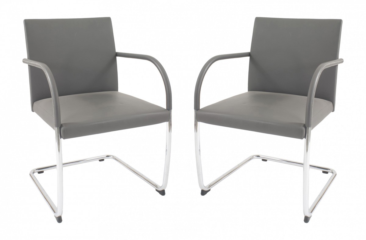 Contemporary gray leather arm chairs 7