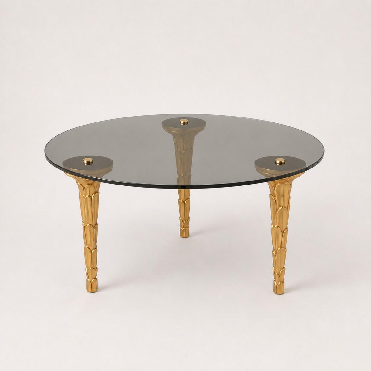 Palm Custom Circular Glass Top Coffee Table Made to Order