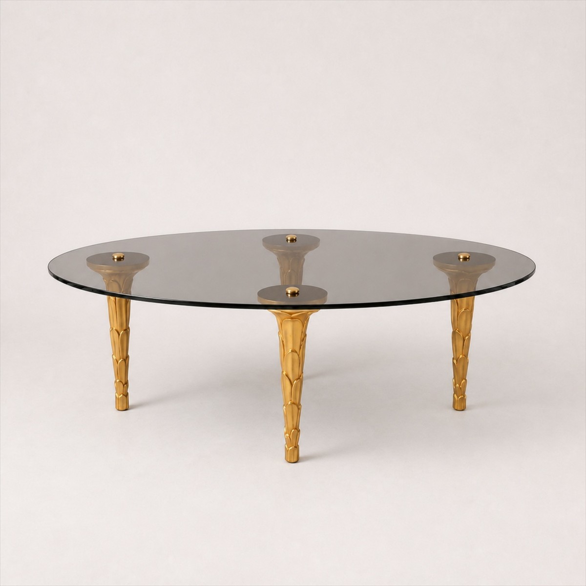 Palm Custom Oval Glass Top Coffee Table Made to Order