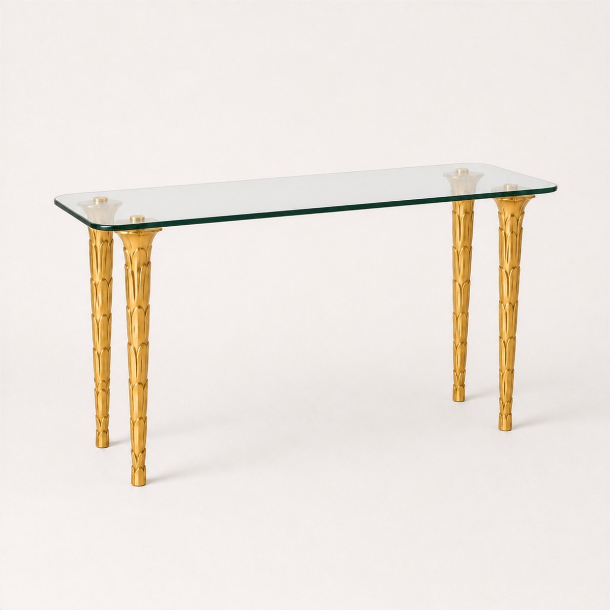 Palm Custom Glass Top Console Table Made to Order