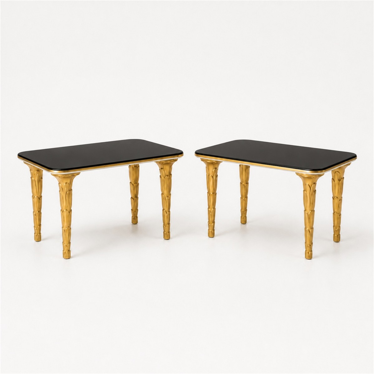 Palm Custom Pair of Rectangular Lacquer Top Side Tables Made to Order