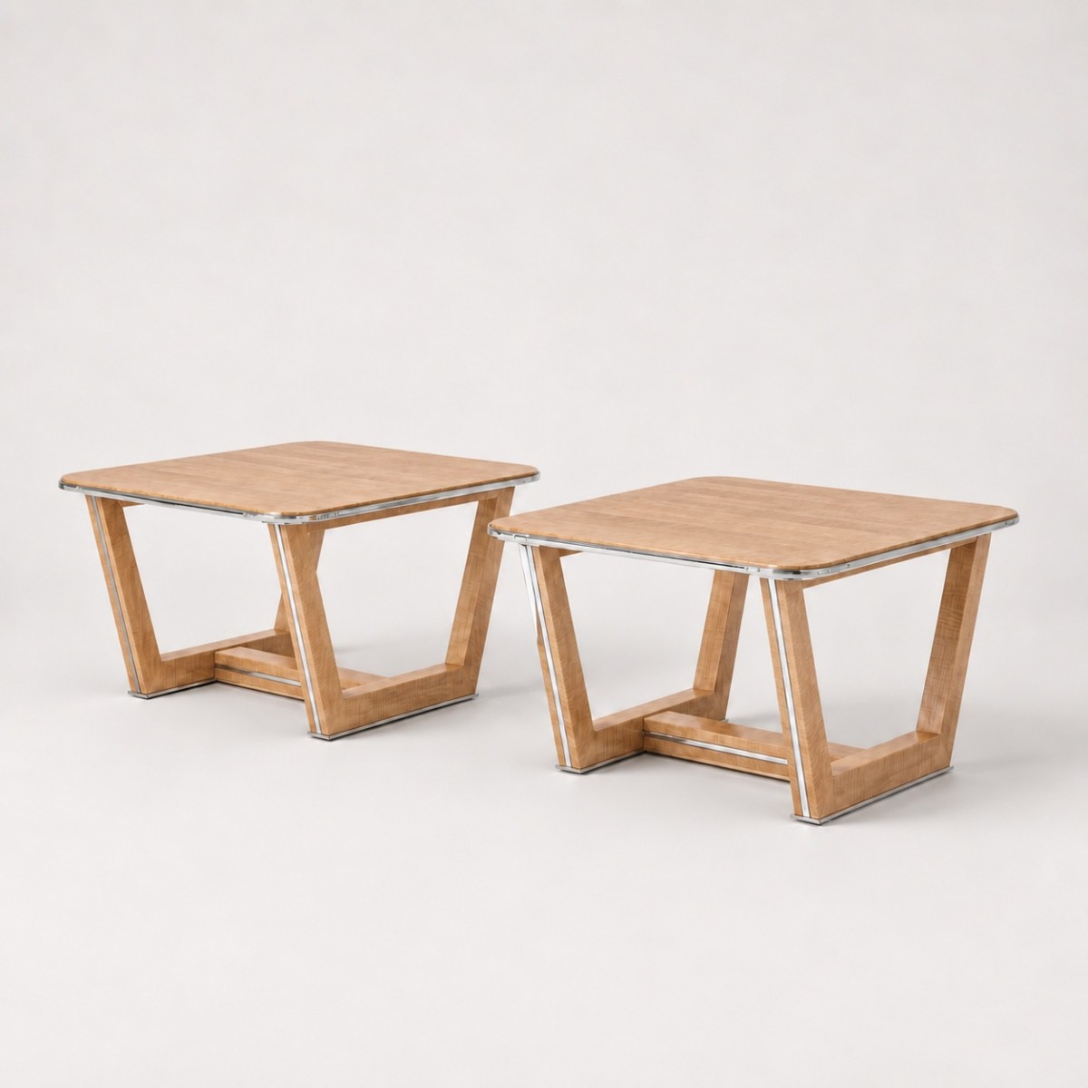 Meyer Custom Pair of Square Side Tables Made to Order