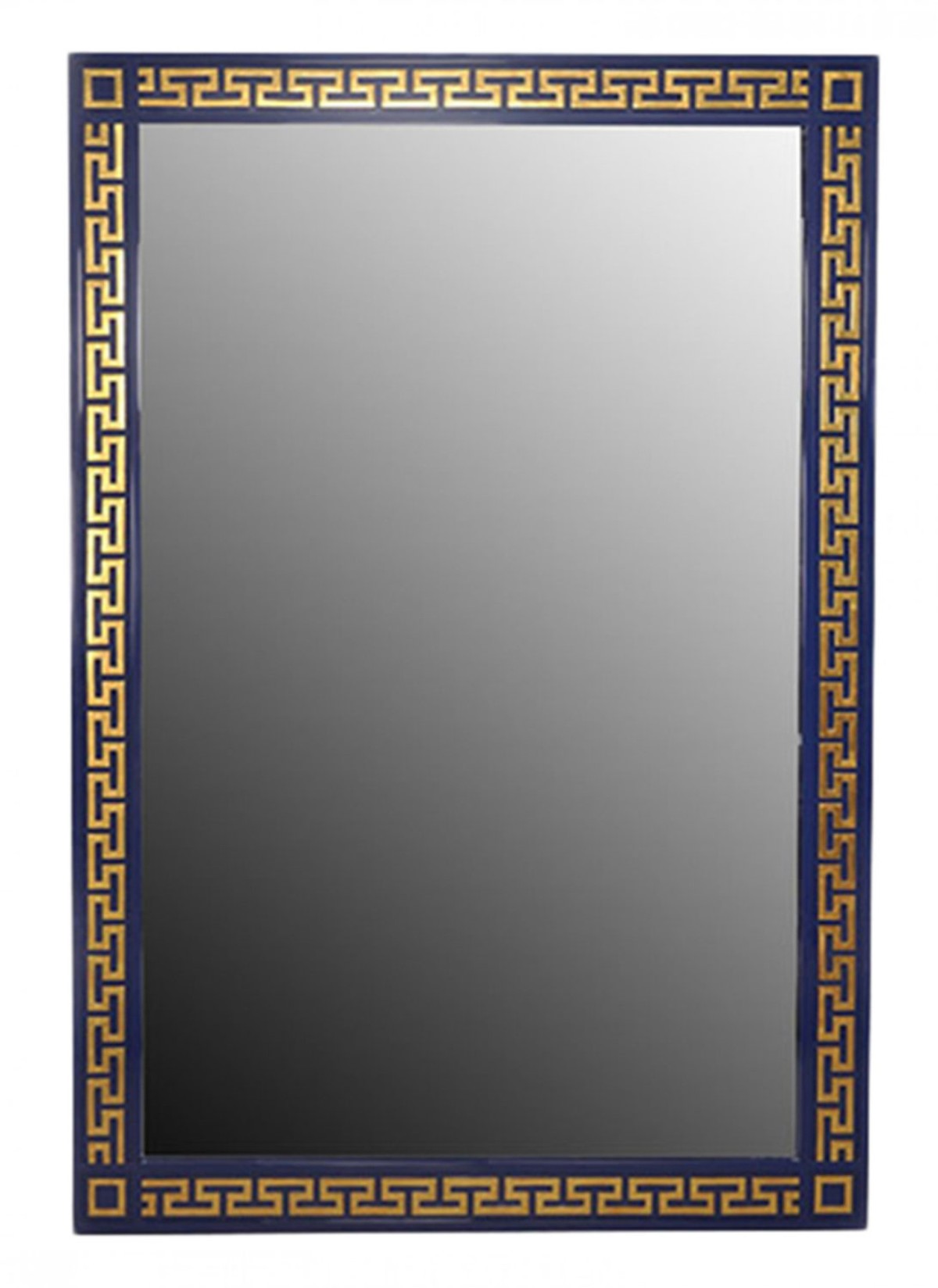 Made to order blue lacquer greek key design wall mirror