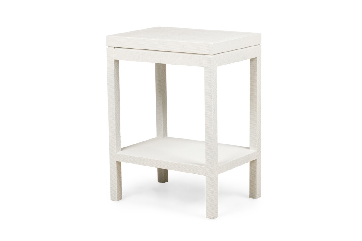Pair of asian contemporary style off white painted raffia side table  mto