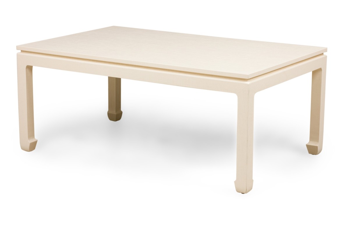 Asian contemporary ming dynasty style beige wrapped raffia coffee table  mto