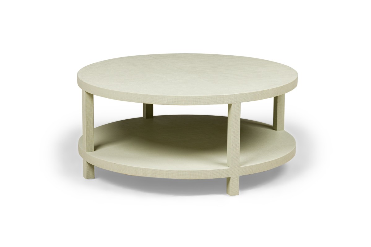 Asian contemporary style sage wrapped raffia round coffee table  mto