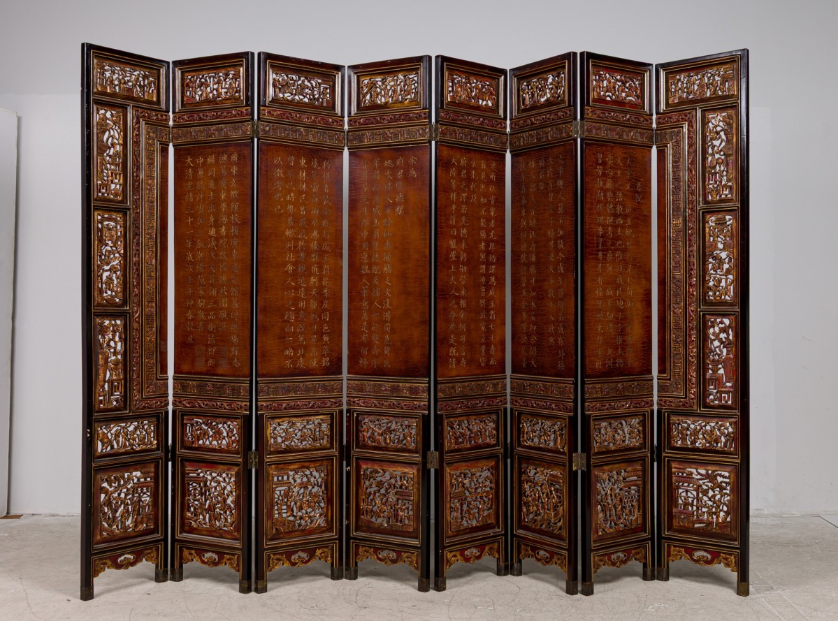 Canton guangdong style eight panel screen
