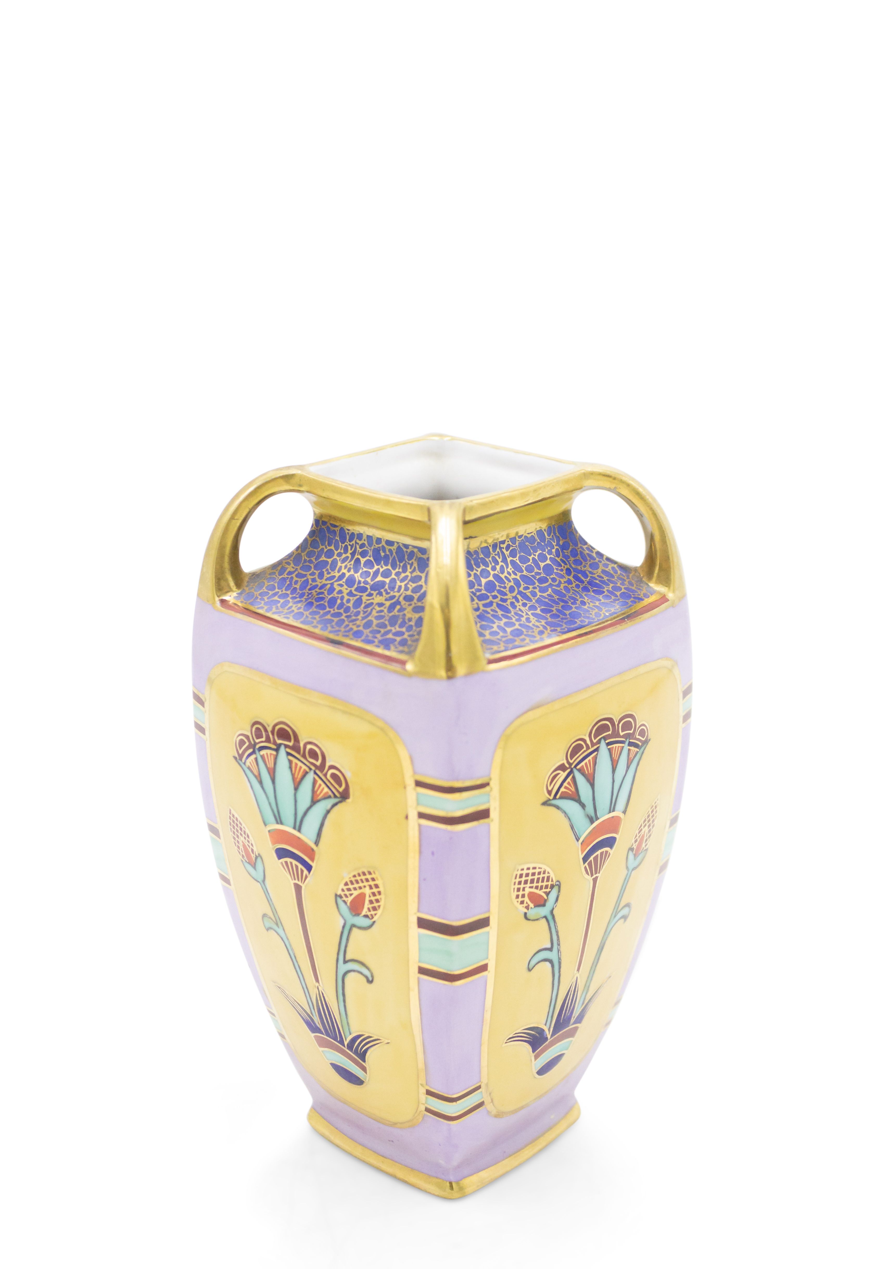 Art deco floral ceramic vase