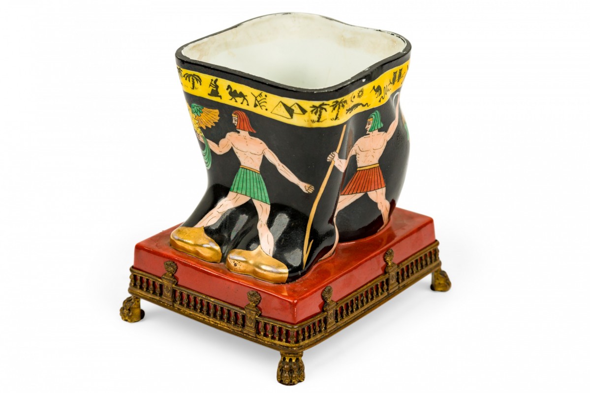 French porcelain sarcophagus shaped vase 1