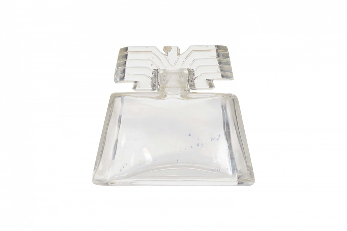 French art deco trapezoidal glass perfume bottle